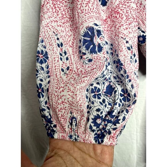 Desert Queen Gypsy Top Vibrant Paisley Pink Blue Size 34 / XS / 2 US 100% Cotton - Picture 6 of 11